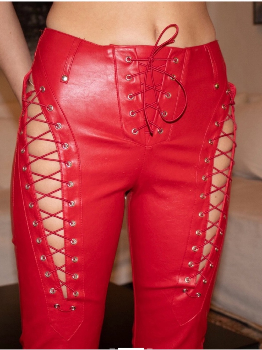 I.AM.GIA Red Faux Leather Straight-Leg Xenia Pants
